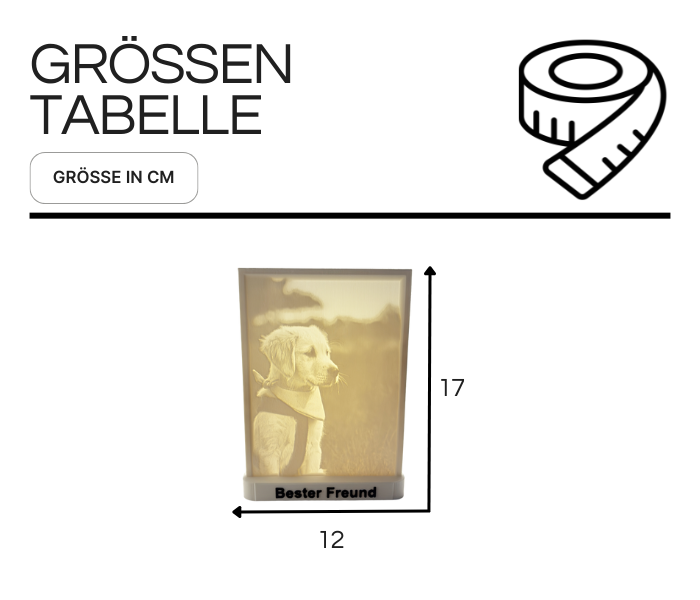 Größentabelle Dein 3D-Bild – personalisierte Lithografie aus eigenem Foto