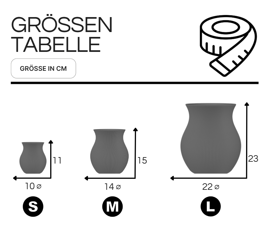Größentabelle Dein 3D-Projekt
