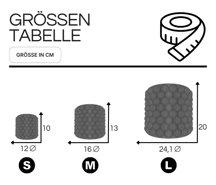 Größentabelle Bubbles - Deko Blumenvase
