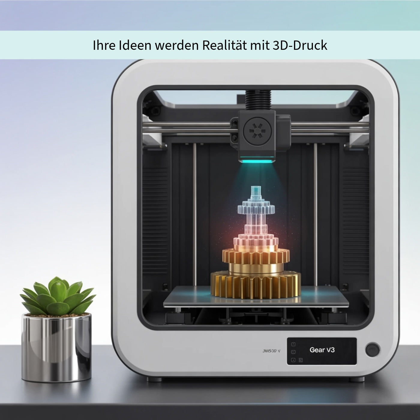 3D-Drucker mit Modell im Aufbau – Dein 3D-Projekt bei Denk3D