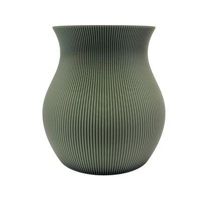 Wave Vase aus 3D-Druck in Olivgrün – dekorativ, personalisierbar und nachhaltig